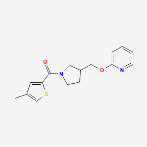 molecular formula C16H18N2O2S B2730472 (4-Methylthiophen-2-yl)-[3-(pyridin-2-yloxymethyl)pyrrolidin-1-yl]methanone CAS No. 2415625-29-3