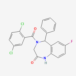 molecular formula C22H15Cl2FN2O2 B2730476 4-(2,5-dichlorobenzoyl)-7-fluoro-5-phenyl-4,5-dihydro-1H-benzo[e][1,4]diazepin-2(3H)-one CAS No. 533888-30-1