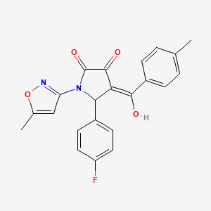 molecular formula C22H17FN2O4 B2730482 5-(4-fluorophenyl)-3-hydroxy-4-(4-methylbenzoyl)-1-(5-methylisoxazol-3-yl)-1H-pyrrol-2(5H)-one CAS No. 618874-09-2