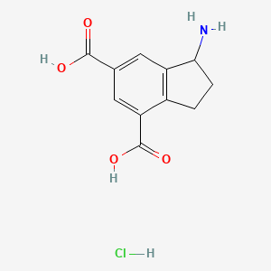 molecular formula C11H12ClNO4 B2730487 1-Amino-2,3-dihydro-1H-indene-4,6-dicarboxylic acid;hydrochloride CAS No. 2287343-97-7