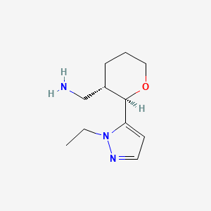 molecular formula C11H19N3O B2730488 rac-[(2R,3S)-2-(1-ethyl-1H-pyrazol-5-yl)oxan-3-yl]methanamine, trans CAS No. 1969288-29-6