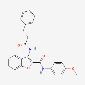 molecular formula C25H22N2O4 B2730492 N-(4-methoxyphenyl)-3-(3-phenylpropanamido)benzofuran-2-carboxamide CAS No. 887874-43-3