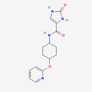 molecular formula C15H18N4O3 B2730495 2-oxo-N-((1r,4r)-4-(pyridin-2-yloxy)cyclohexyl)-2,3-dihydro-1H-imidazole-4-carboxamide CAS No. 2310140-38-4