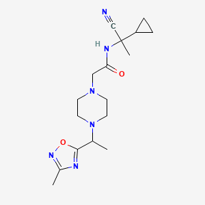 molecular formula C17H26N6O2 B2730501 N-(1-cyano-1-cyclopropylethyl)-2-{4-[1-(3-methyl-1,2,4-oxadiazol-5-yl)ethyl]piperazin-1-yl}acetamide CAS No. 1311694-87-7