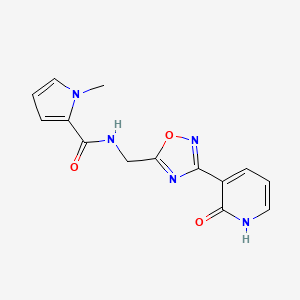 molecular formula C14H13N5O3 B2730505 1-methyl-N-((3-(2-oxo-1,2-dihydropyridin-3-yl)-1,2,4-oxadiazol-5-yl)methyl)-1H-pyrrole-2-carboxamide CAS No. 2034319-28-1