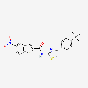 molecular formula C22H19N3O3S2 B2730538 N-[4-(4-叔丁基苯基)-1,3-噻唑-2-基]-5-硝基-1-苯并噻吩-2-甲酰胺 CAS No. 391867-24-6