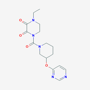 molecular formula C16H21N5O4 B2730549 1-Ethyl-4-(3-(pyrimidin-4-yloxy)piperidine-1-carbonyl)piperazine-2,3-dione CAS No. 2034499-70-0