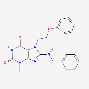 molecular formula C21H21N5O3 B2730565 8-(benzylamino)-3-methyl-7-(2-phenoxyethyl)-1H-purine-2,6(3H,7H)-dione CAS No. 476481-68-2