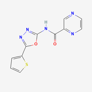 molecular formula C11H7N5O2S B2730568 N-(5-(thiophen-2-yl)-1,3,4-oxadiazol-2-yl)pyrazine-2-carboxamide CAS No. 1251609-23-0