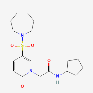 molecular formula C18H27N3O4S B2730579 2-(5-(azepan-1-ylsulfonyl)-2-oxopyridin-1(2H)-yl)-N-cyclopentylacetamide CAS No. 1251608-34-0