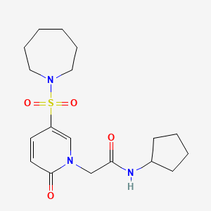 molecular formula C18H27N3O4S B2730579 2-(5-(氮杂庚烷-1-基磺酰)-2-氧代吡啶-1(2H)-基)-N-环戊基乙酰胺 CAS No. 1251608-34-0