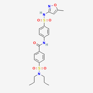 molecular formula C23H28N4O6S2 B2730580 4-(dipropylsulfamoyl)-N-{4-[(5-methyl-1,2-oxazol-3-yl)sulfamoyl]phenyl}benzamide CAS No. 299955-87-6