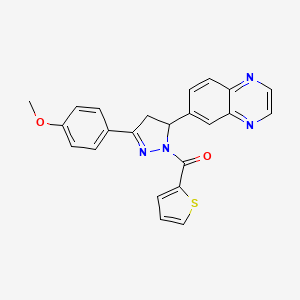 molecular formula C23H18N4O2S B2730583 (3-(4-甲氧基苯基)-5-(喹喔啉-6-基)-4,5-二氢-1H-吡唑-1-基)(噻吩-2-基)甲酮 CAS No. 946201-87-2