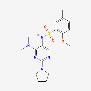 molecular formula C18H25N5O3S B2730584 N-(4-(dimethylamino)-2-(pyrrolidin-1-yl)pyrimidin-5-yl)-2-methoxy-5-methylbenzenesulfonamide CAS No. 1795488-74-2