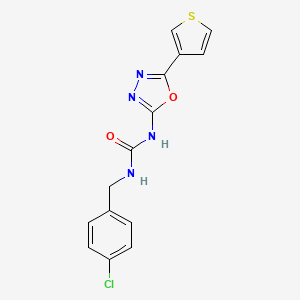 molecular formula C14H11ClN4O2S B2730595 1-(4-Chlorobenzyl)-3-(5-(thiophen-3-yl)-1,3,4-oxadiazol-2-yl)urea CAS No. 1251547-23-5