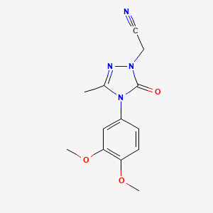 molecular formula C13H14N4O3 B2730602 2-[4-(3,4-dimethoxyphenyl)-3-methyl-5-oxo-4,5-dihydro-1H-1,2,4-triazol-1-yl]acetonitrile CAS No. 861208-14-2