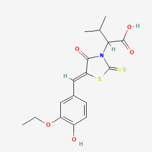 molecular formula C17H19NO5S2 B2730603 2-[(5Z)-5-[(3-乙氧基-4-羟基苯基)甲基亚甲基]-4-氧代-2-硫代-1,3-噻唑烷-3-基]-3-甲基丁酸 CAS No. 299952-52-6