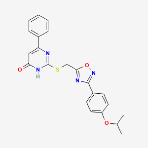 molecular formula C22H20N4O3S B2730604 2-({[3-(4-Isopropoxyphenyl)-1,2,4-oxadiazol-5-yl]methyl}sulfanyl)-6-phenyl-4-pyrimidinol CAS No. 1207001-47-5