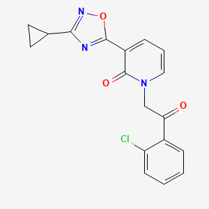 molecular formula C18H14ClN3O3 B2730607 1-[2-(2-chlorophenyl)-2-oxoethyl]-3-(3-cyclopropyl-1,2,4-oxadiazol-5-yl)pyridin-2(1H)-one CAS No. 1396811-13-4
