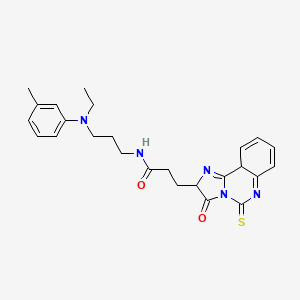 N-{3-[ethyl(3-methylphenyl)amino]propyl}-3-{3-oxo-5-sulfanylidene-2H,3H,5H,6H-imidazo[1,2-c]quinazolin-2-yl}propanamide