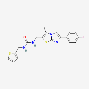 molecular formula C19H17FN4OS2 B2730616 1-((6-(4-Fluorophenyl)-3-methylimidazo[2,1-b]thiazol-2-yl)methyl)-3-(thiophen-2-ylmethyl)urea CAS No. 1421452-94-9