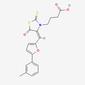 molecular formula C19H17NO4S2 B2730623 (E)-4-(5-oxo-2-thioxo-4-((5-(m-tolyl)furan-2-yl)methylene)thiazolidin-3-yl)butanoic acid CAS No. 951896-40-5
