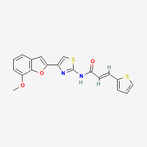 molecular formula C19H14N2O3S2 B2730624 (E)-N-(4-(7-methoxybenzofuran-2-yl)thiazol-2-yl)-3-(thiophen-2-yl)acrylamide CAS No. 941881-17-0