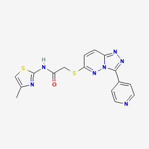 molecular formula C16H13N7OS2 B2730627 N-(4-methyl-1,3-thiazol-2-yl)-2-[(3-pyridin-4-yl-[1,2,4]triazolo[4,3-b]pyridazin-6-yl)sulfanyl]acetamide CAS No. 868970-12-1