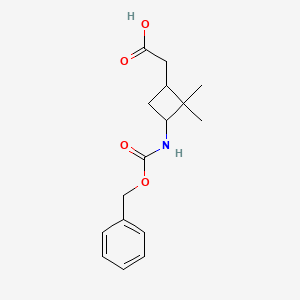 molecular formula C16H21NO4 B2730628 2-[2,2-Dimethyl-3-(phenylmethoxycarbonylamino)cyclobutyl]acetic acid CAS No. 2287313-55-5