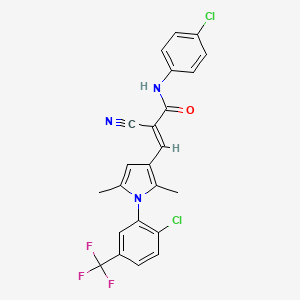 (E)-N-(4-chlorophenyl)-3-[1-[2-chloro-5-(trifluoromethyl)phenyl]-2,5-dimethylpyrrol-3-yl]-2-cyanoprop-2-enamide