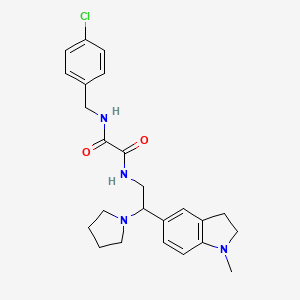 molecular formula C24H29ClN4O2 B2730641 N1-(4-chlorobenzyl)-N2-(2-(1-methylindolin-5-yl)-2-(pyrrolidin-1-yl)ethyl)oxalamide CAS No. 921923-48-0