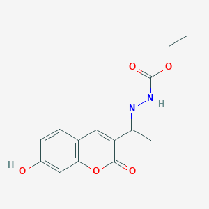 ethyl (2E)-2-[1-(7-hydroxy-2-oxo-2H-chromen-3-yl)ethylidene]hydrazinecarboxylate