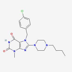 molecular formula C21H27ClN6O2 B2730643 8-(4-丁基哌嗪-1-基)-7-(4-氯苯甲基)-3-甲基-1H-嘌呤-2,6(3H,7H)-二酮 CAS No. 898428-02-9