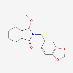 molecular formula C17H19NO4 B2730650 2-(1,3-benzodioxol-5-ylmethyl)-3-methoxy-2,3,4,5,6,7-hexahydro-1H-isoindol-1-one CAS No. 732259-15-3