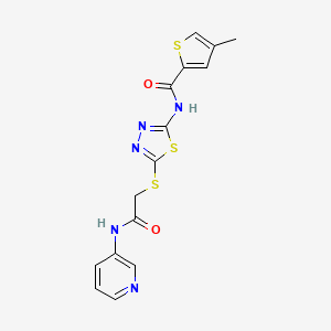 molecular formula C15H13N5O2S3 B2730653 4-methyl-N-(5-((2-oxo-2-(pyridin-3-ylamino)ethyl)thio)-1,3,4-thiadiazol-2-yl)thiophene-2-carboxamide CAS No. 1351597-68-6