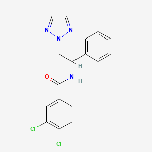 molecular formula C17H14Cl2N4O B2730656 3,4-dichloro-N-(1-phenyl-2-(2H-1,2,3-triazol-2-yl)ethyl)benzamide CAS No. 2034548-43-9