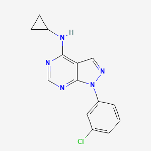 molecular formula C14H12ClN5 B2730678 1-(3-氯苯基)-N-环丙基-1H-吡唑并[3,4-d]嘧啶-4-胺 CAS No. 1105234-21-6