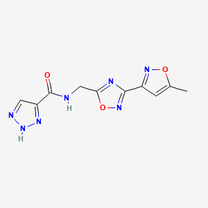 molecular formula C10H9N7O3 B2730685 N-((3-(5-methylisoxazol-3-yl)-1,2,4-oxadiazol-5-yl)methyl)-1H-1,2,3-triazole-5-carboxamide CAS No. 1903689-68-8