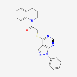 molecular formula C22H19N5OS B2730686 1-(3,4-二氢喹啉-1(2H)-基)-2-((1-苯基-1H-吡唑并[3,4-d]嘧啶-4-基)硫)乙酮 CAS No. 483293-69-2