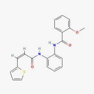 molecular formula C21H18N2O3S B2730687 (Z)-2-methoxy-N-(2-(3-(thiophen-2-yl)acrylamido)phenyl)benzamide CAS No. 1203431-37-1