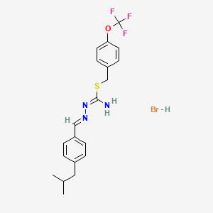 molecular formula C20H23BrF3N3OS B2730689 (E)-{[4-(2-methylpropyl)phenyl]methylidene}({[({[4-(trifluoromethoxy)phenyl]methyl}sulfanyl)methanimidoyl]amino})amine hydrobromide CAS No. 1274948-47-8