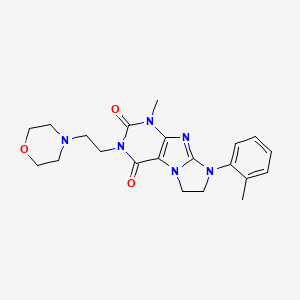 molecular formula C21H26N6O3 B2730701 4-Methyl-6-(2-methylphenyl)-2-(2-morpholin-4-ylethyl)-7,8-dihydropurino[7,8-a]imidazole-1,3-dione CAS No. 893965-14-5