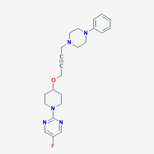 molecular formula C23H28FN5O B2730713 5-Fluoro-2-(4-{[4-(4-phenylpiperazin-1-yl)but-2-yn-1-yl]oxy}piperidin-1-yl)pyrimidine CAS No. 2415632-34-5
