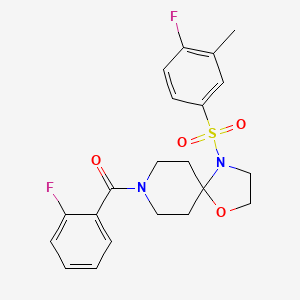 molecular formula C21H22F2N2O4S B2730714 8-(2-Fluorobenzoyl)-4-[(4-fluoro-3-methylphenyl)sulfonyl]-1-oxa-4,8-diazaspiro[4.5]decane CAS No. 946344-61-2