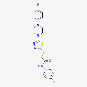 molecular formula C20H19F2N5OS2 B2730718 N-(4-fluorophenyl)-2-((5-(4-(4-fluorophenyl)piperazin-1-yl)-1,3,4-thiadiazol-2-yl)thio)acetamide CAS No. 1105251-94-2