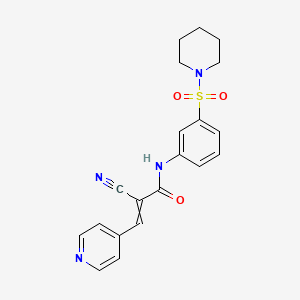 molecular formula C20H20N4O3S B2730721 2-氰基-N-[3-(哌啶-1-磺酰)苯基]-3-(吡啶-4-基)丙-2-烯酰胺 CAS No. 717119-27-2