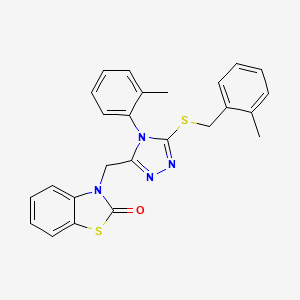 molecular formula C25H22N4OS2 B2730730 3-((5-((2-甲基苯甲基)硫)-4-(邻甲苯)-4H-1,2,4-三氮杂-3-基)甲基)苯并[d]噻唑-2(3H)-酮 CAS No. 847402-95-3