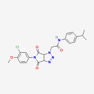 molecular formula C22H22ClN5O4 B2730734 2-[5-(3-氯-4-甲氧基苯基)-4,6-二氧代-4,5,6,6a-四氢吡咯[3,4-d][1,2,3]三唑-1(3aH)-基]-N-(4-异丙基苯基)乙酰胺 CAS No. 1052605-78-3