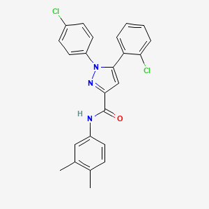molecular formula C24H19Cl2N3O B2730735 5-(2-氯苯基)-1-(4-氯苯基)-N-(3,4-二甲基苯基)-1H-吡唑-3-羧酰胺 CAS No. 477712-47-3