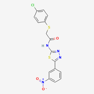 molecular formula C16H11ClN4O3S2 B2730738 2-((4-氯苯基)硫)-N-(5-(3-硝基苯基)-1,3,4-噻二唑-2-基)乙酰胺 CAS No. 394233-21-7